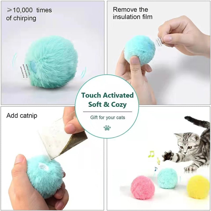 Brinquedos do gato inteligente bola interativa catnip brinquedo de treinamento elétrico de pelúcia toque soando produto animal de estimação squeak brinquedo bola gato supplie