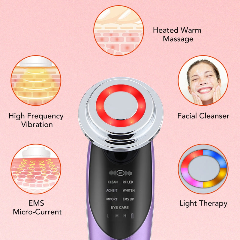 7 em 1 dispositivos de face lift ems rf microcorrente rejuvenescimento da pele facial massageador terapia de luz anti envelhecimento rugas beleza aparelho